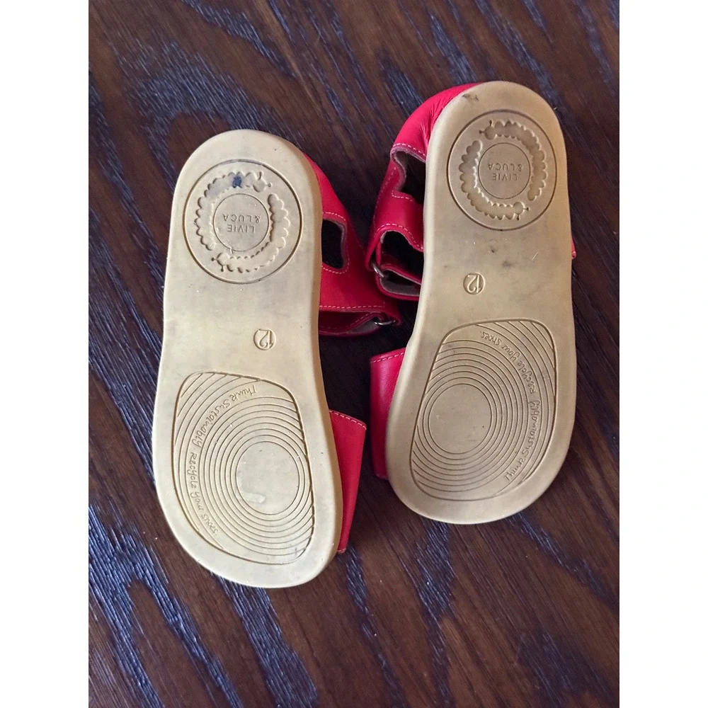 Livie & Luca Star Rainbow Sandals Kids Size 12 Red Good Leather Hook and Loop